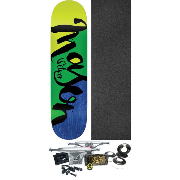 Real Skateboards Mason Silva Script Colorblock Assorted Stains Skateboard Deck - 8.5" x 31.85" - Complete Skateboard Bundle